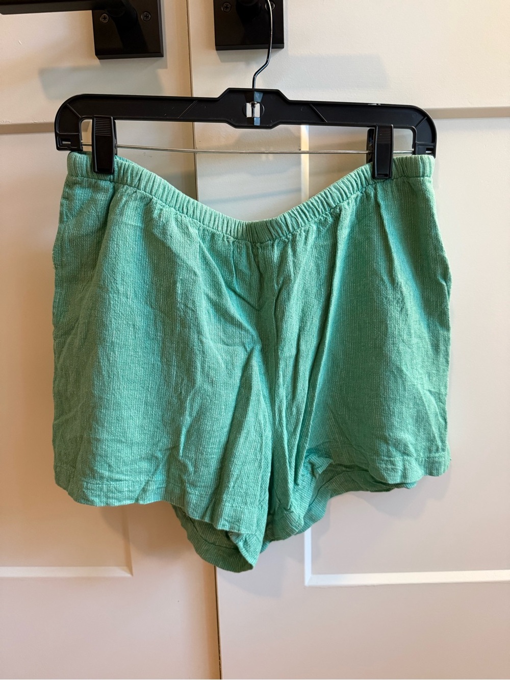 A New Day Women's Lightweight Mint Green Elastic Waist Shorts linen blend
